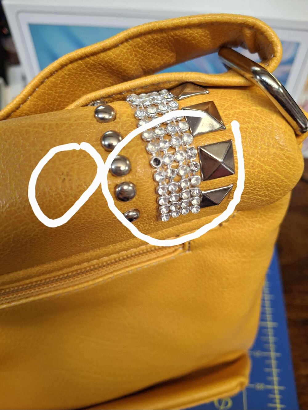 Yellow Studded Crossbody Shoulder Bag Mustard Color NEW - Picture 7 of 13